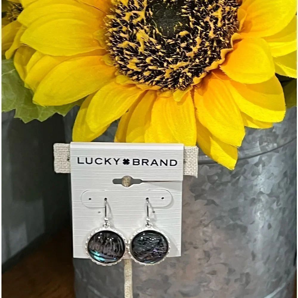 NWT Lucky Brand Abalone Coin Drop Earrings #LBER2